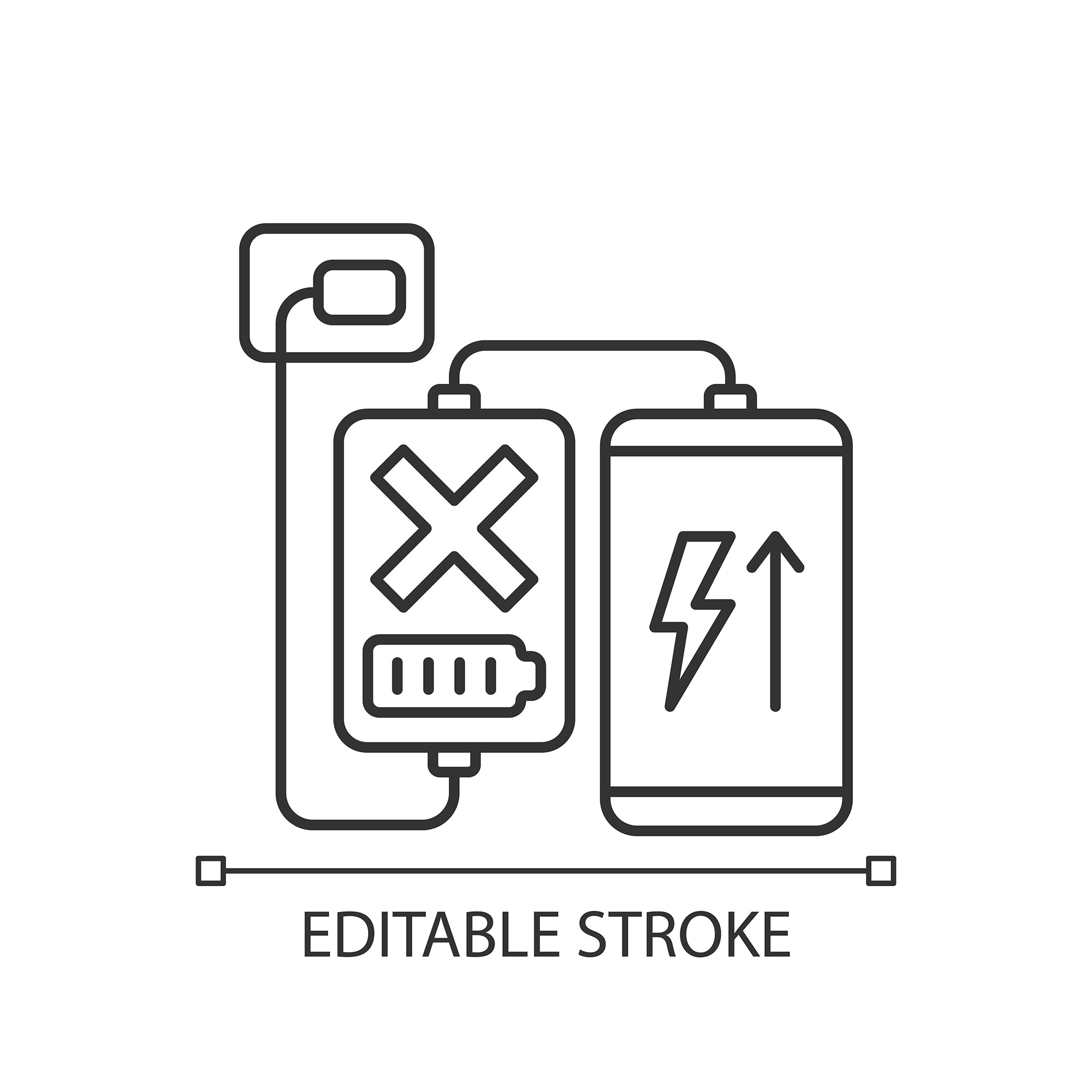Power bank usage linear manual label icons set