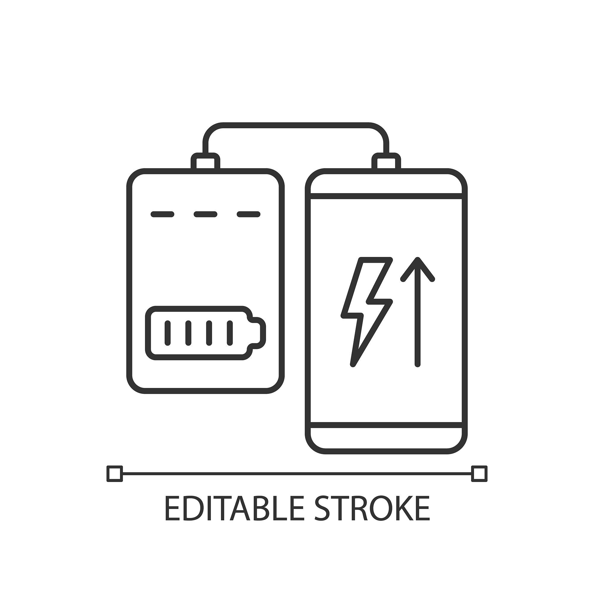 Power bank usage linear manual label icons set