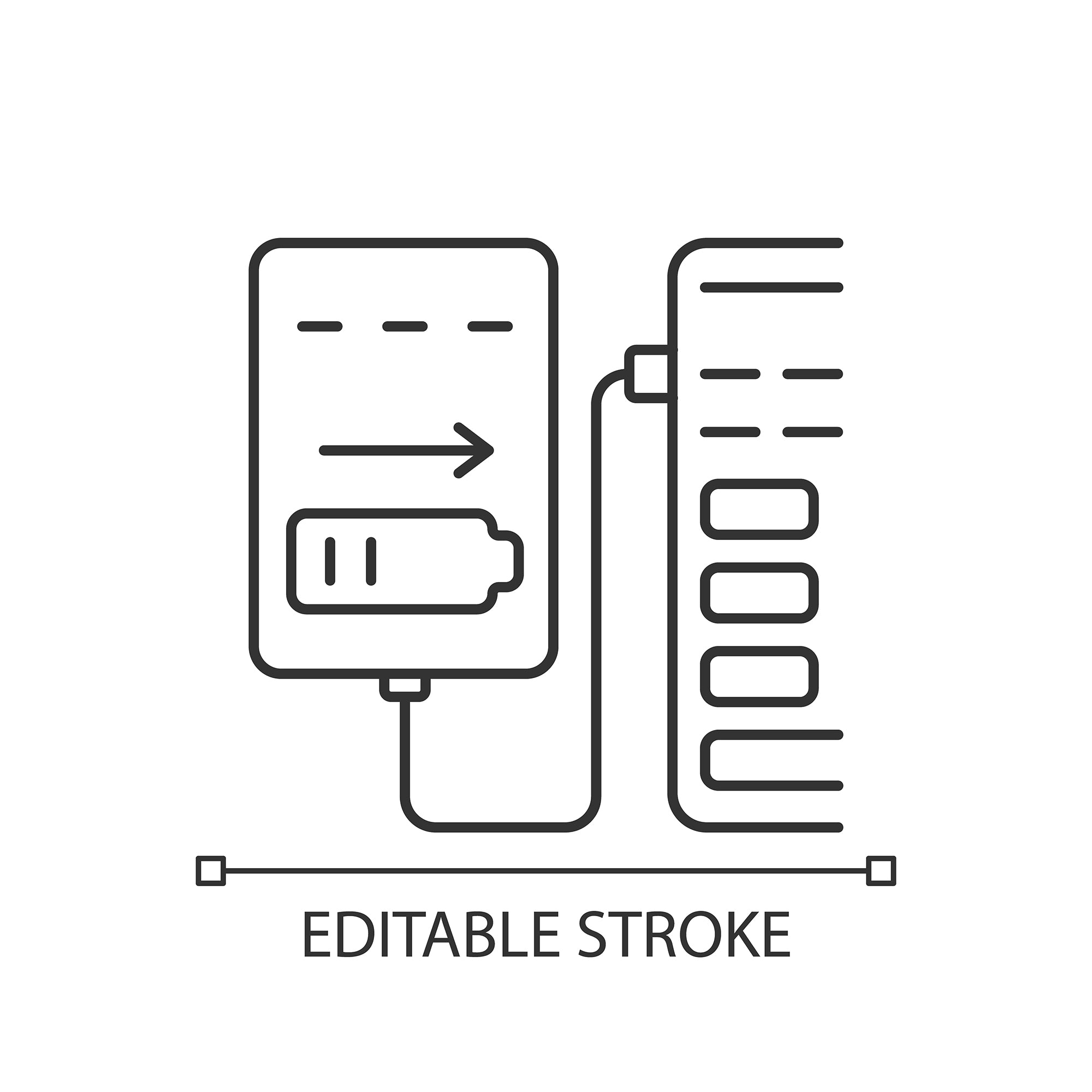 Power bank usage linear manual label icons set