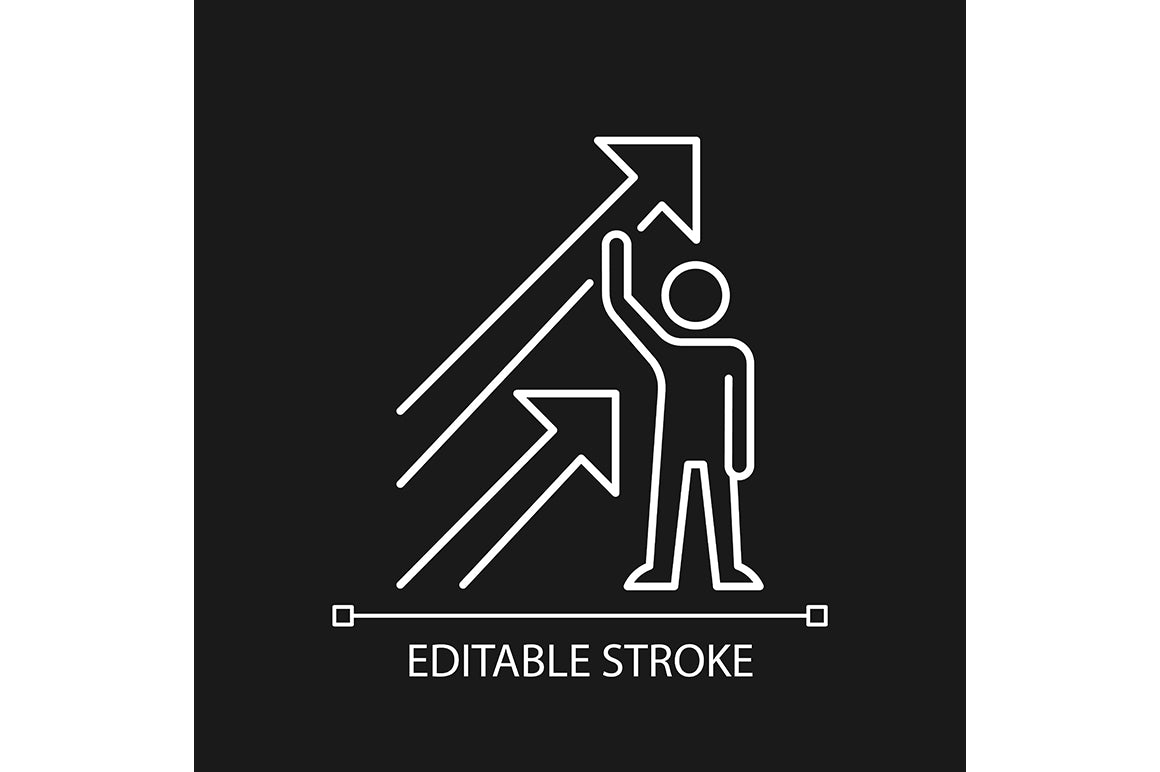 Motivation linear icons set for dark and light mode. Editable Stroke