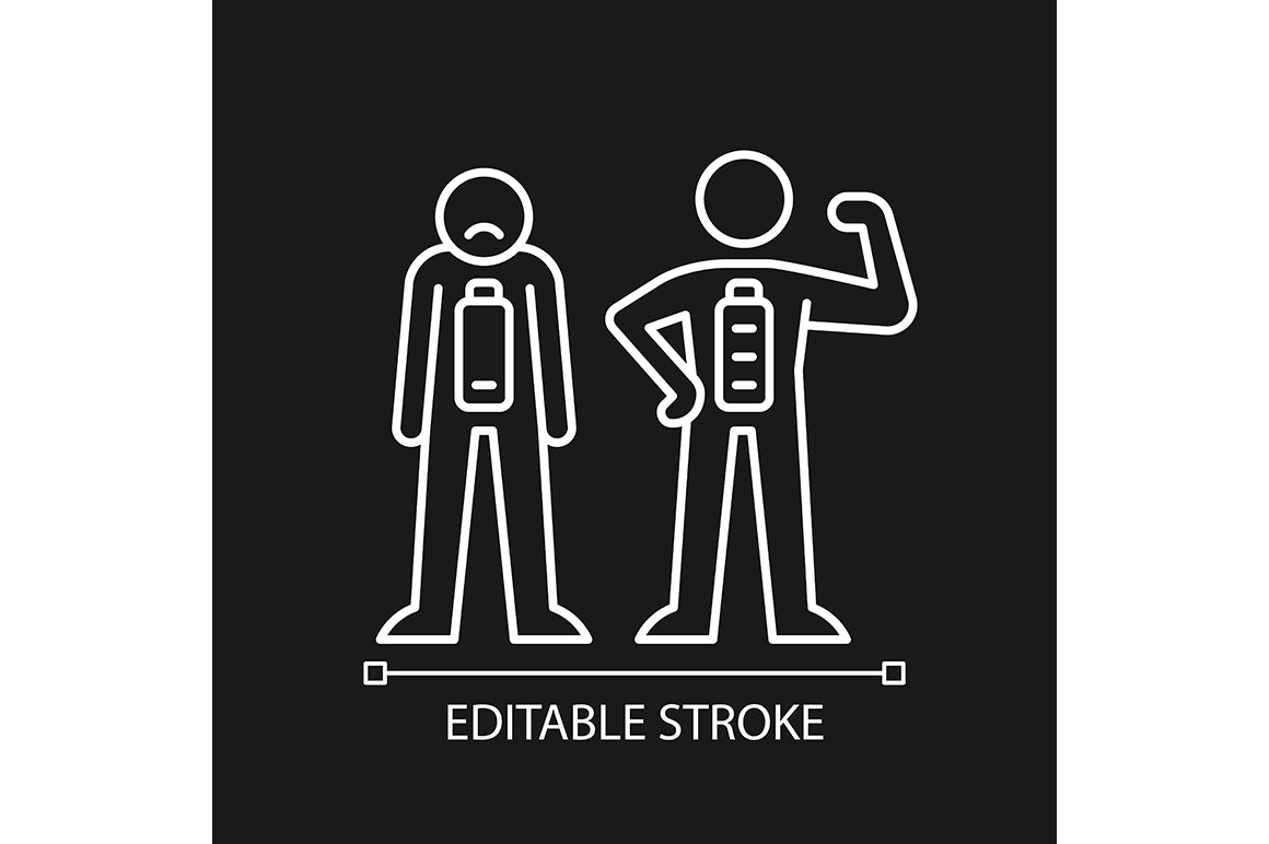 Motivation linear icons set for dark and light mode. Editable Stroke