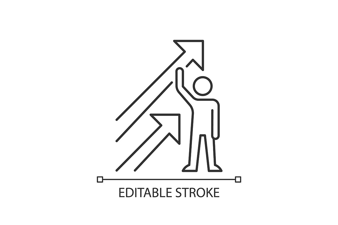 Motivation linear icons set for dark and light mode. Editable Stroke