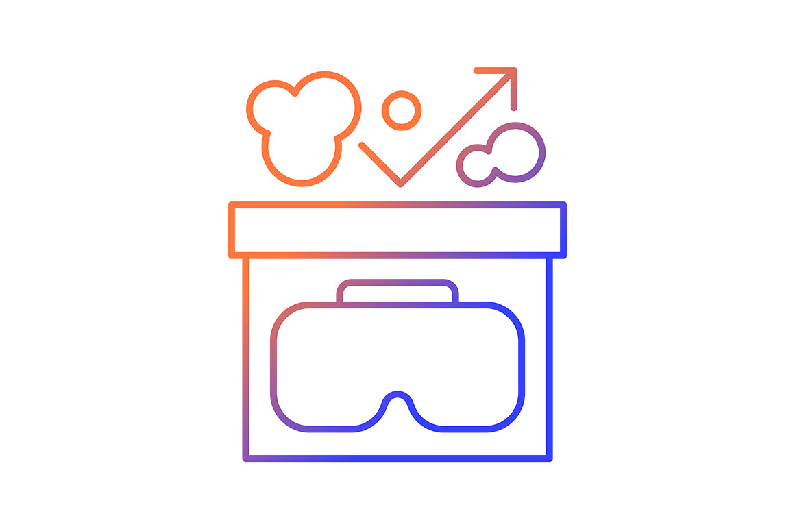 Vr headset gradient manual label icons set for dark and light mode