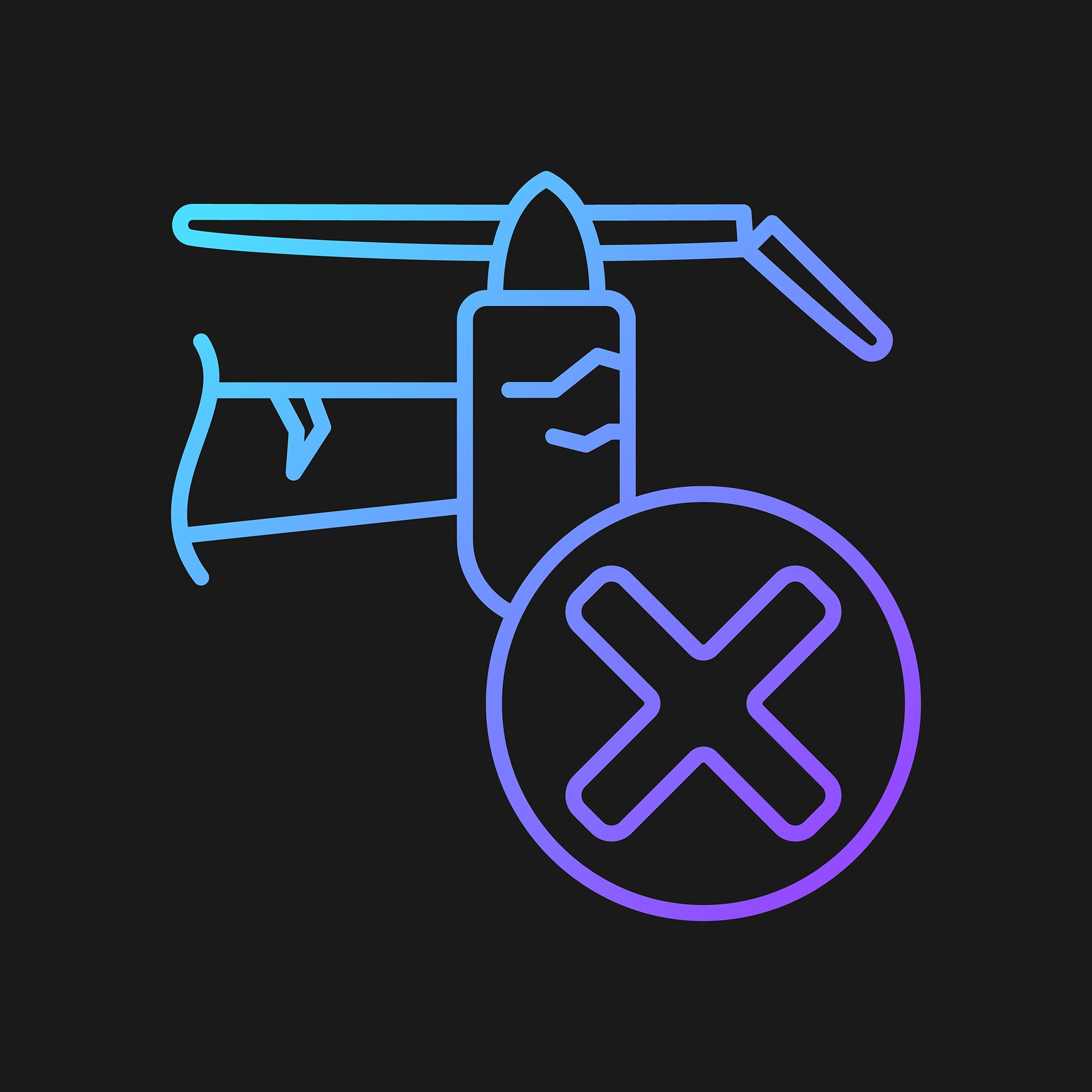 Drone usage gradient manual label icons set for dark and light mode set