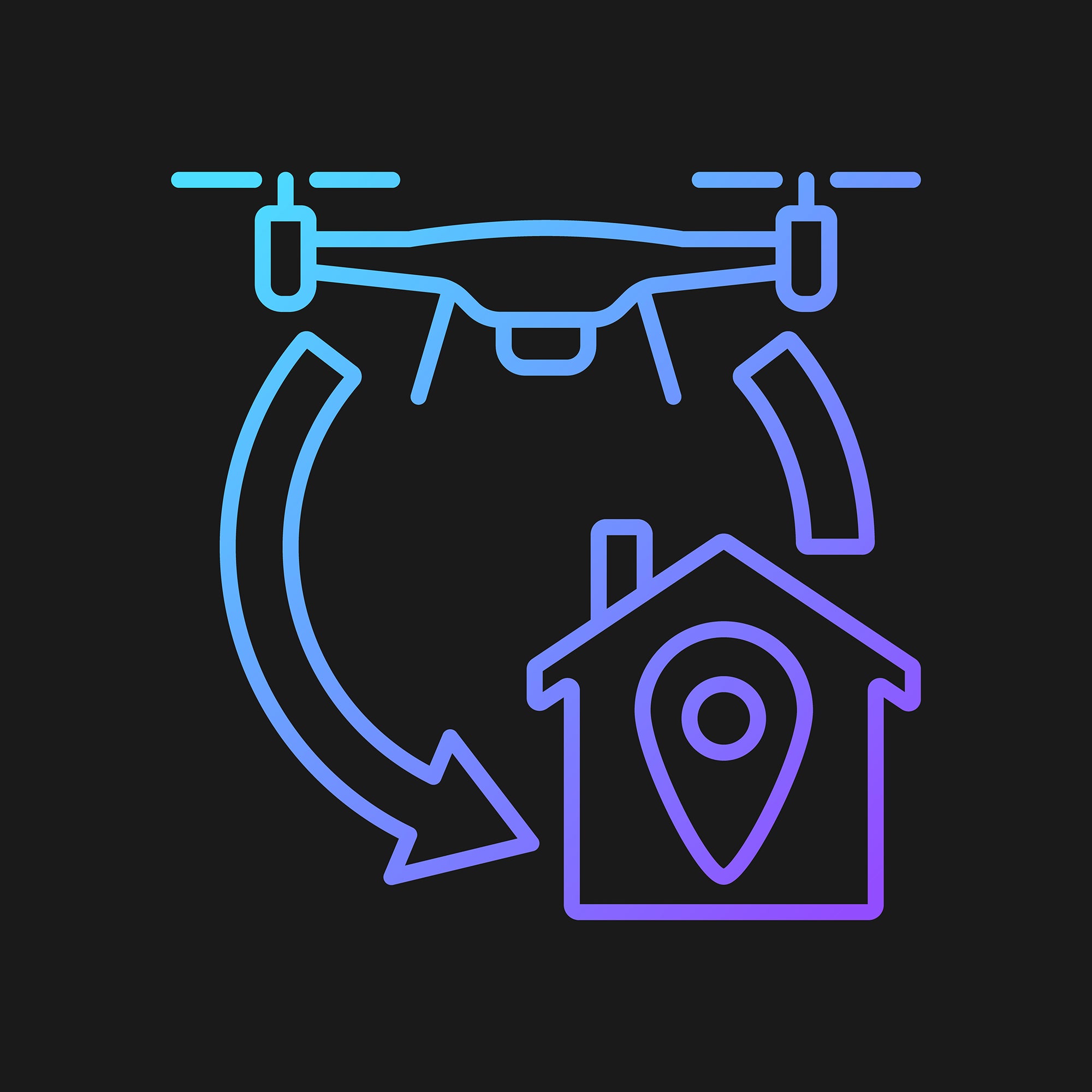 Drone usage gradient manual label icons set for dark and light mode set