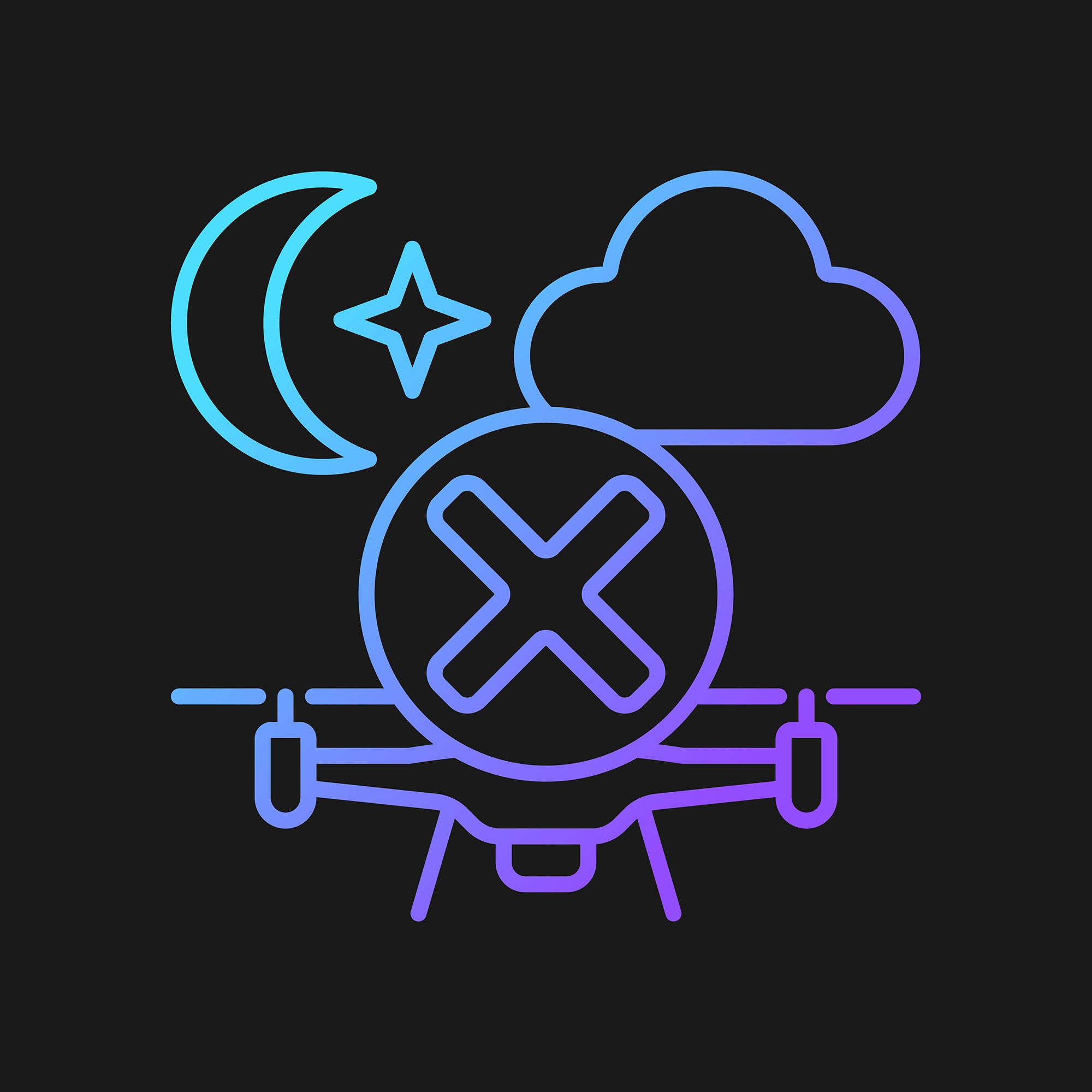 Drone usage gradient manual label icons set for dark and light mode set