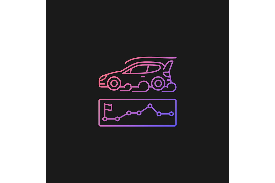 Auto racing gradient icons set for dark and light mode