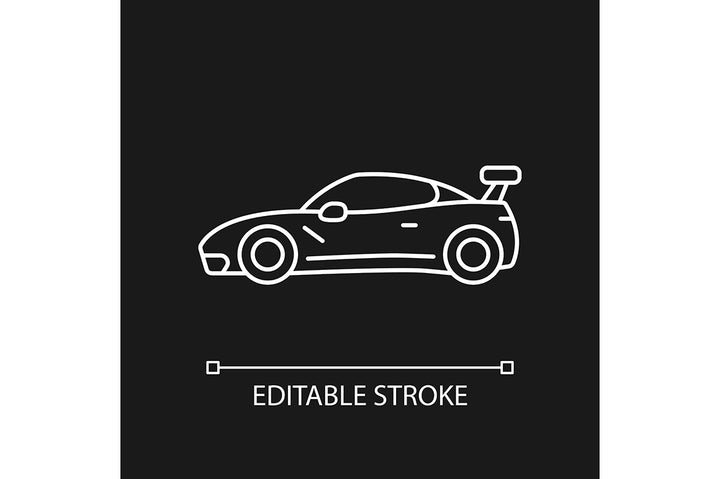 Auto racing linear icons set for dark and light mode