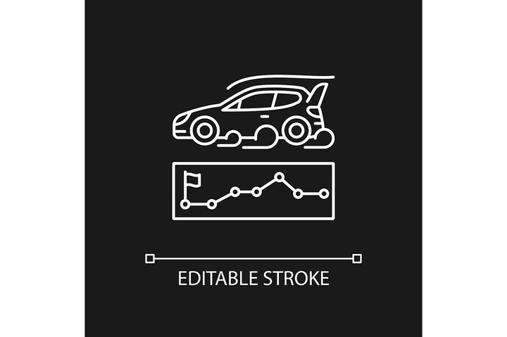 Auto racing linear icons set for dark and light mode