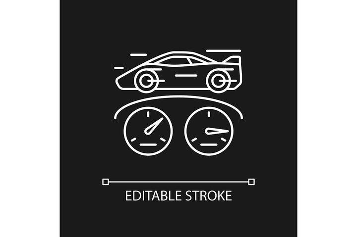 Auto racing linear icons set for dark and light mode