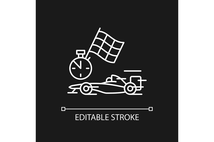 Auto racing linear icons set for dark and light mode