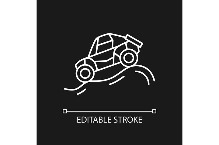 Auto racing linear icons set for dark and light mode
