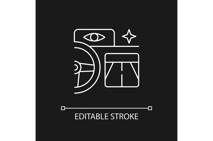 Auto racing linear icons set for dark and light mode