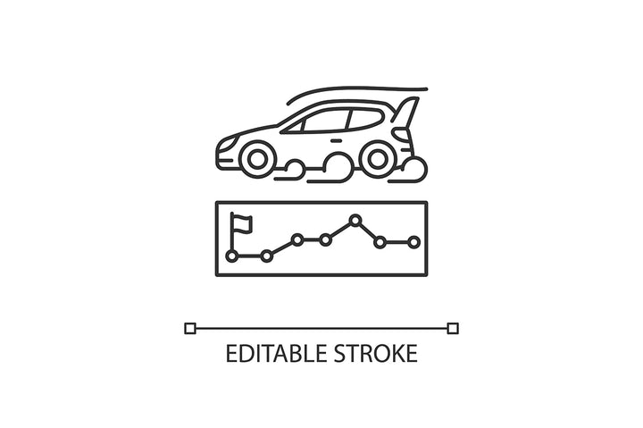 Auto racing linear icons set for dark and light mode