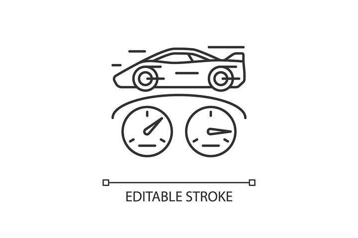 Auto racing linear icons set for dark and light mode