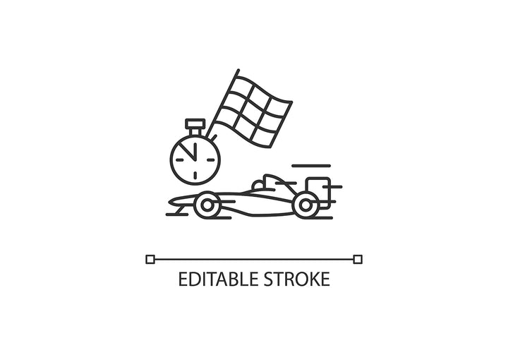 Auto racing linear icons set for dark and light mode