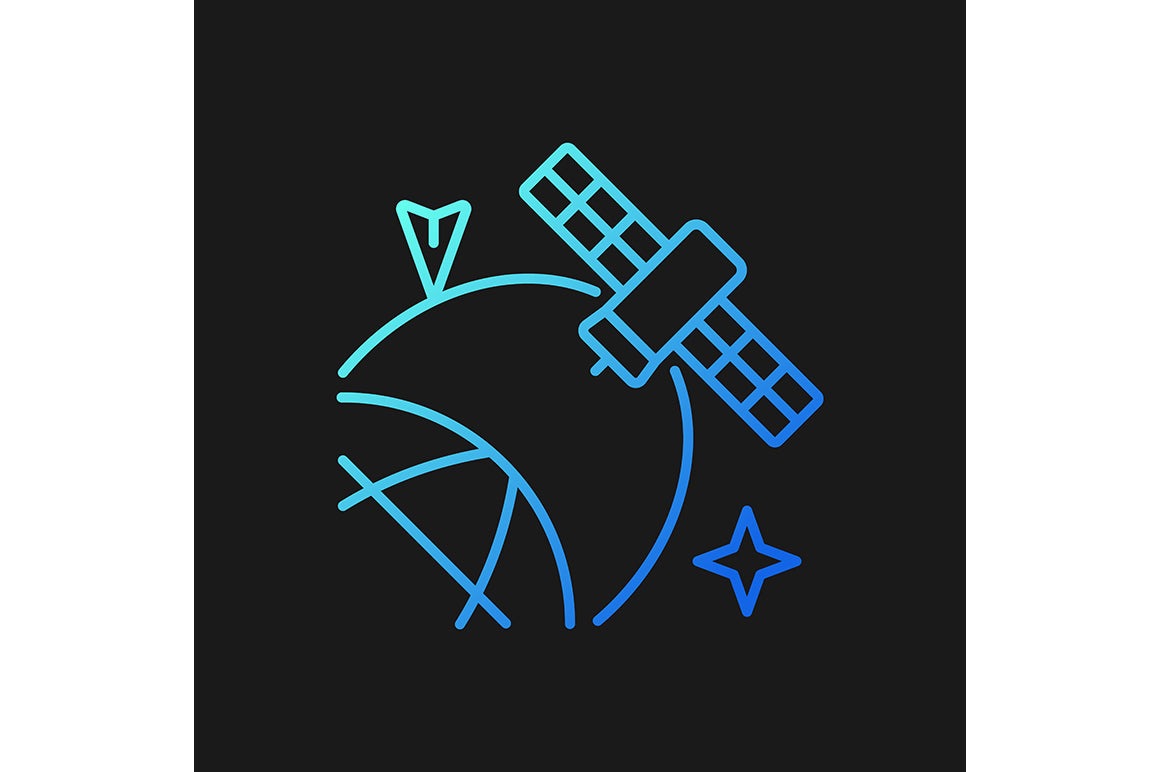 Satellites types gradient icons set for dark and light mode for dark and light mode