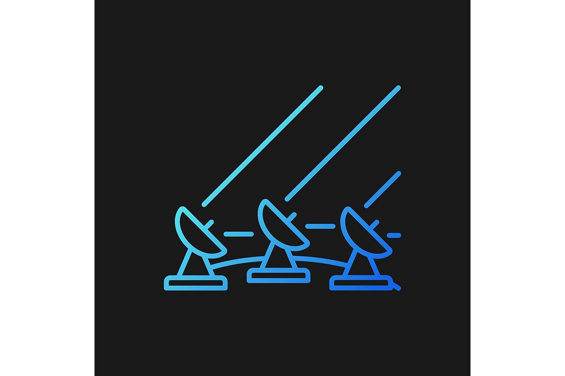 Satellites types gradient icons set for dark and light mode for dark and light mode