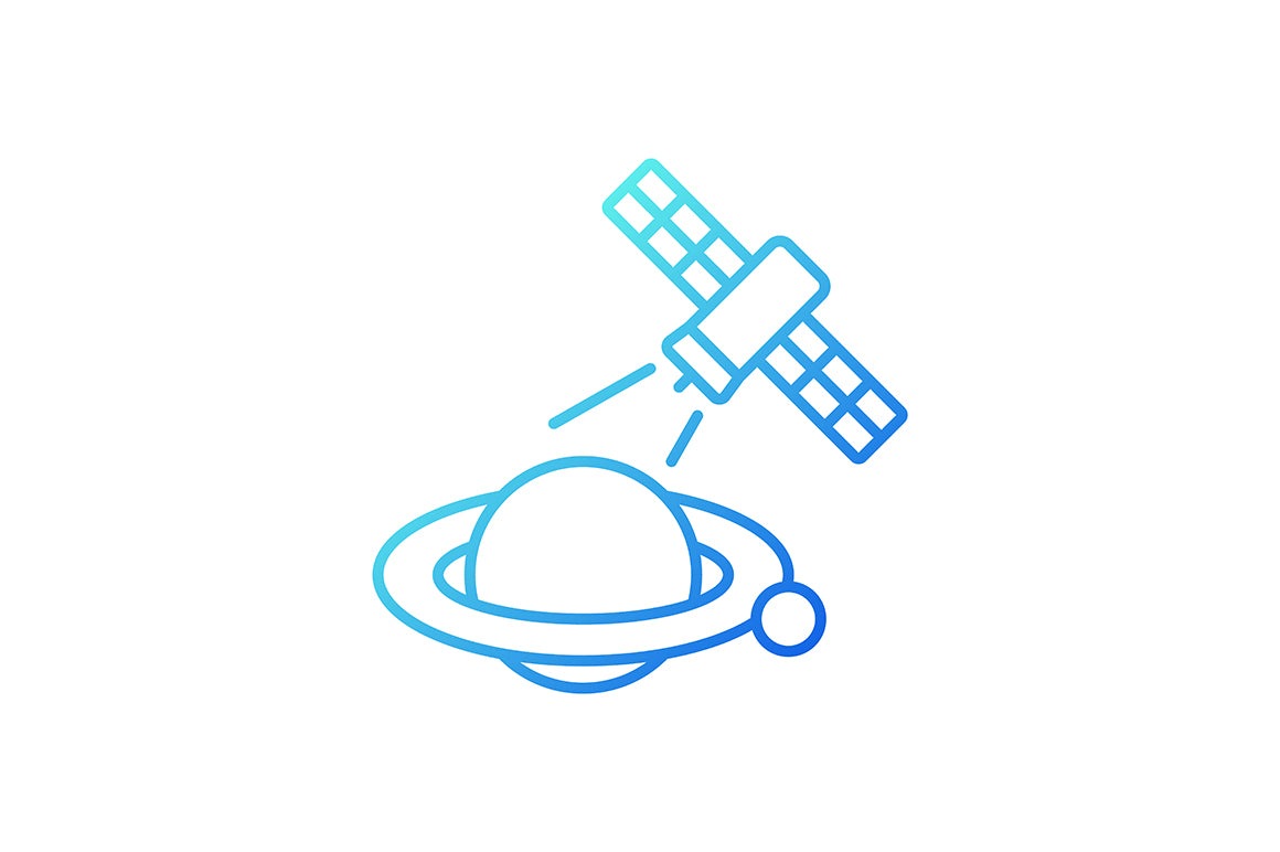 Satellites types gradient icons set for dark and light mode for dark and light mode