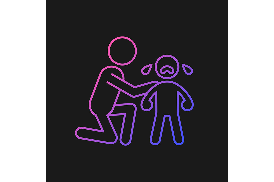 Parent and child interaction gradient icons set for dark and light mode