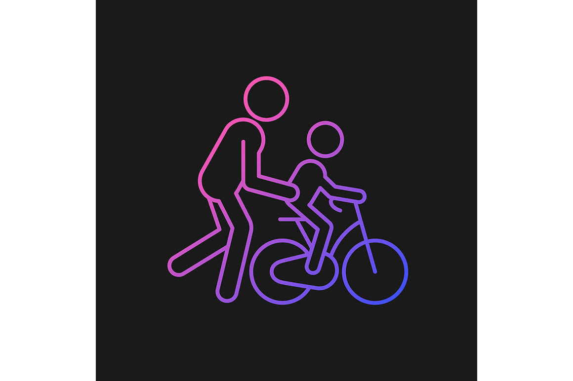 Parent and child interaction gradient icons set for dark and light mode