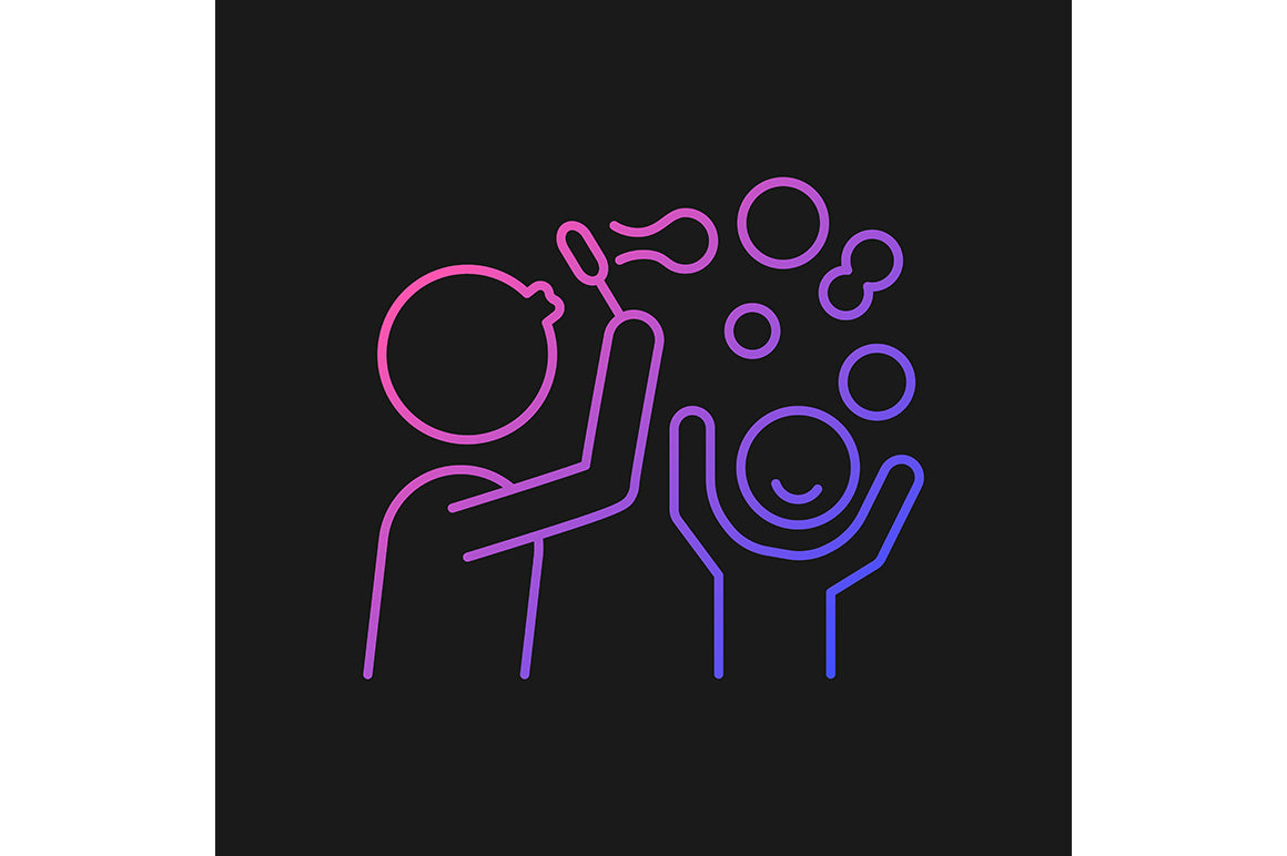 Parent and child interaction gradient icons set for dark and light mode