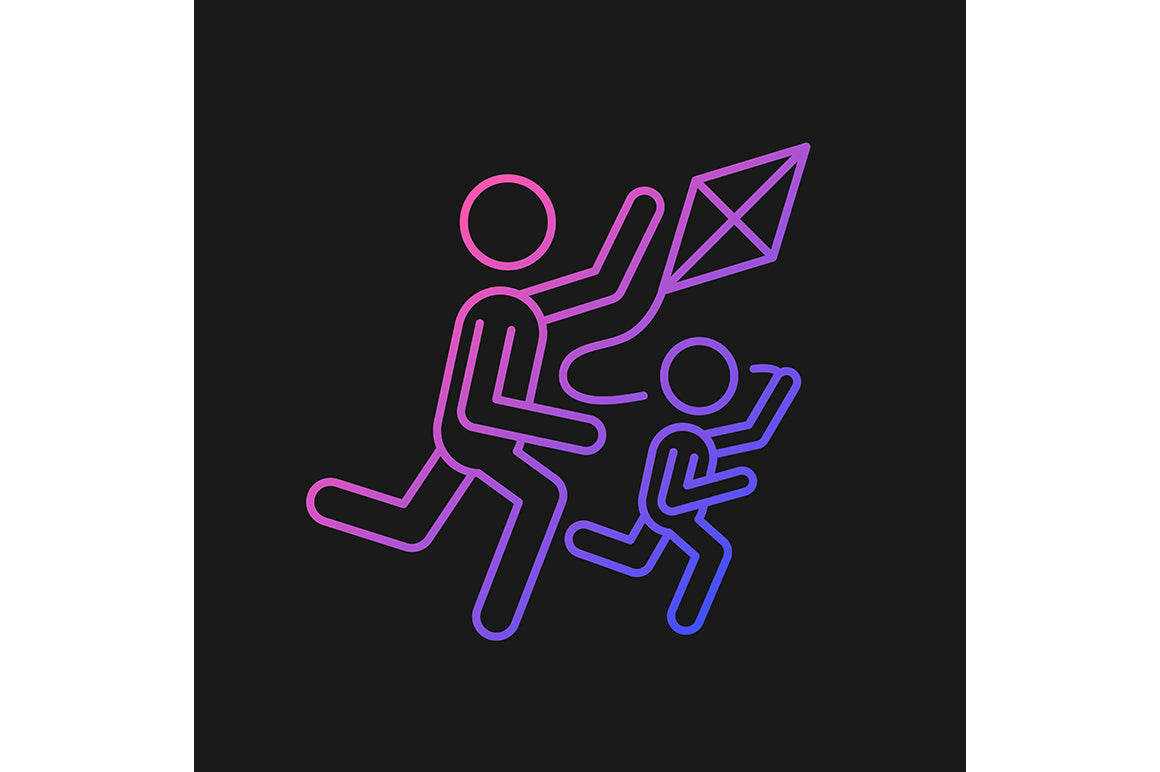 Parent and child interaction gradient icons set for dark and light mode