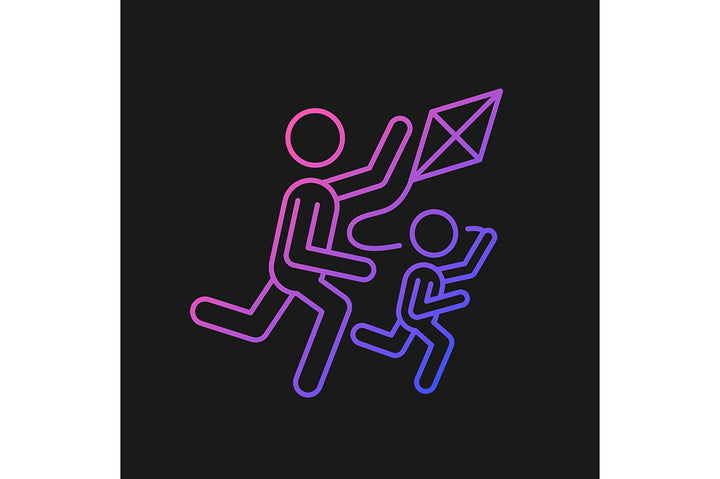 Parent and child interaction gradient icons set for dark and light mode