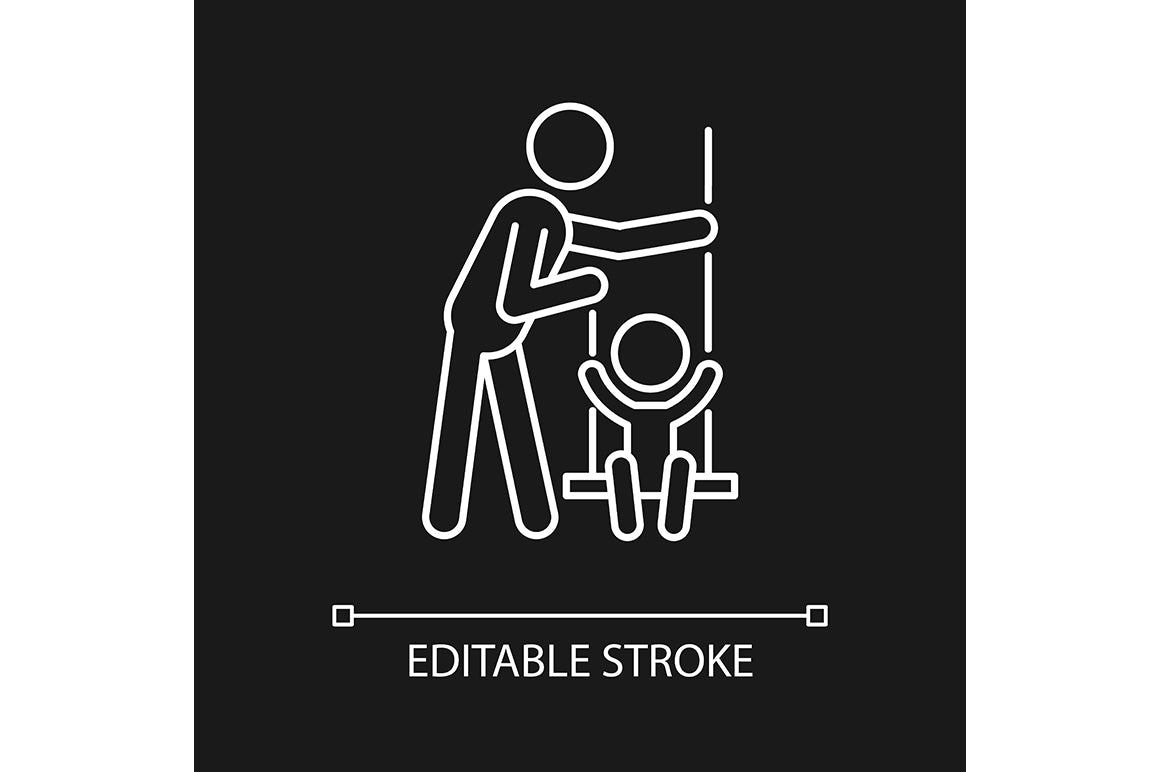 Parent and child interaction linear icons set for dark and light mode