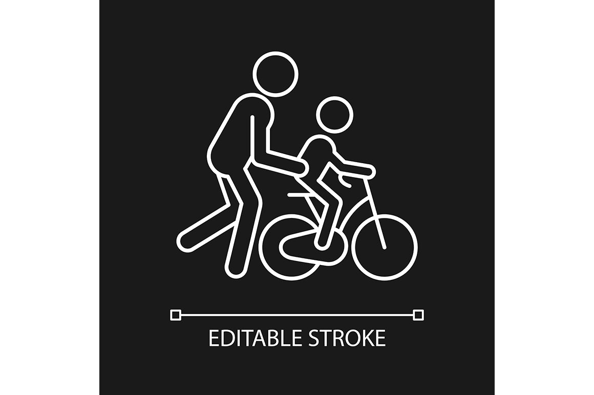 Parent and child interaction linear icons set for dark and light mode