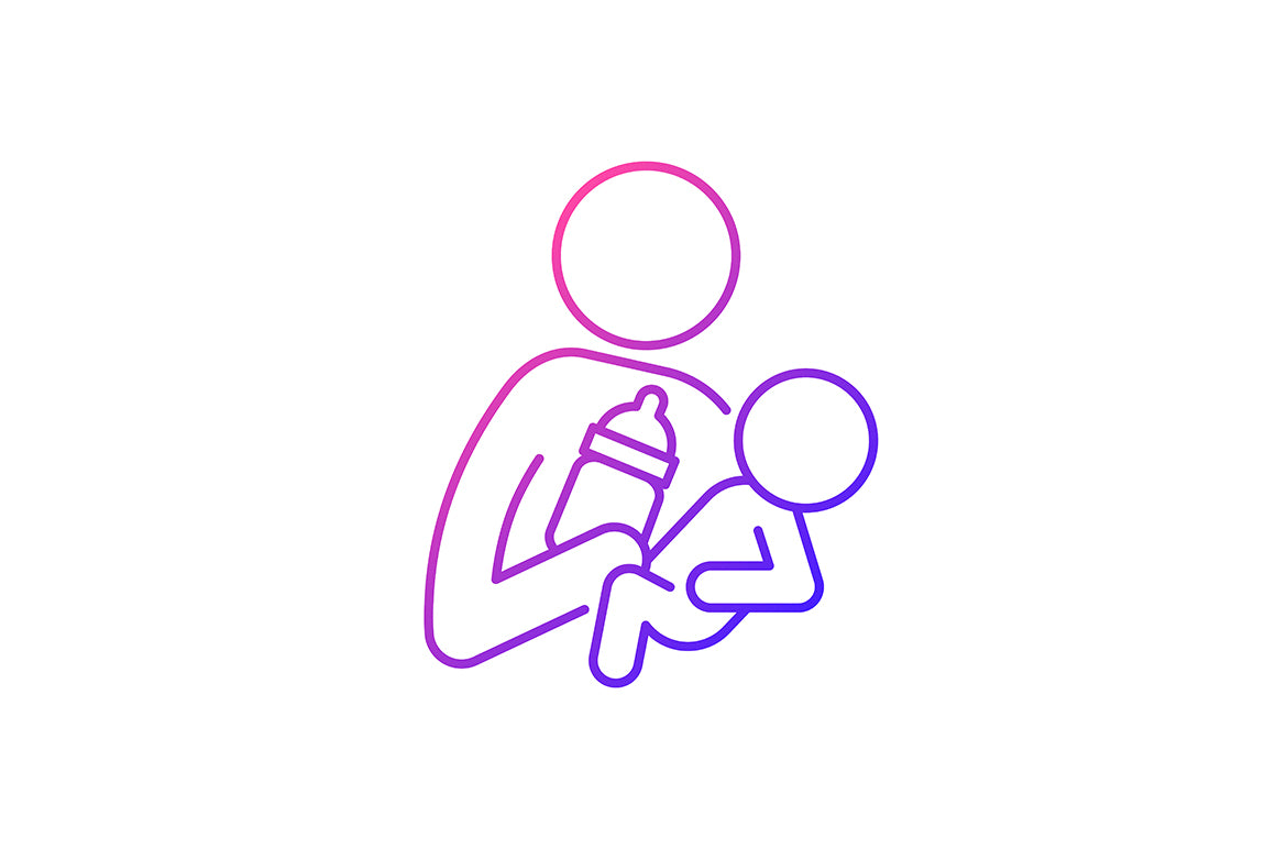 Parent and child interaction gradient icons set for dark and light mode