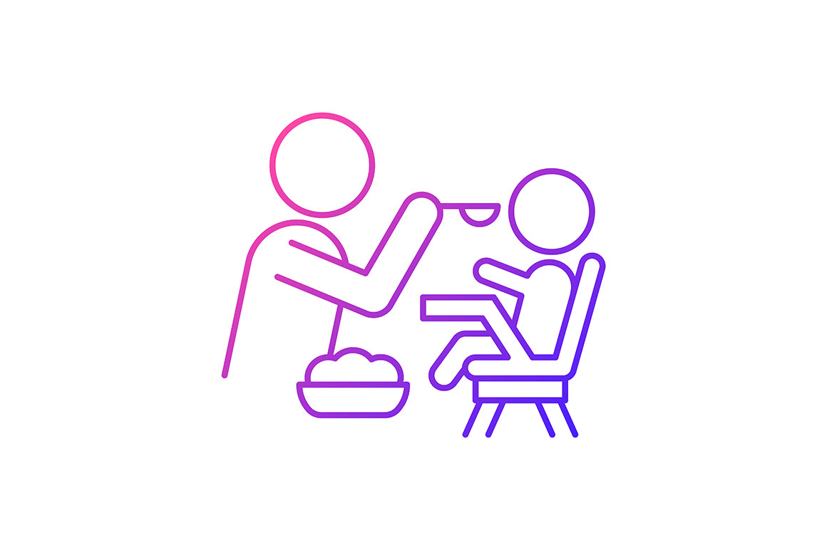 Parent and child interaction gradient icons set for dark and light mode