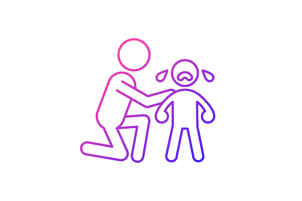 Parent and child interaction gradient icons set for dark and light mode