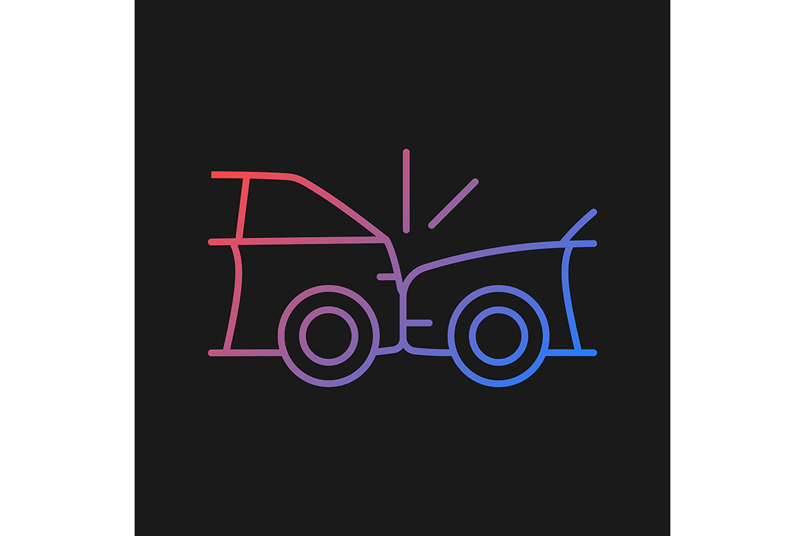 Car accident types gradient icons set for dark and light mode