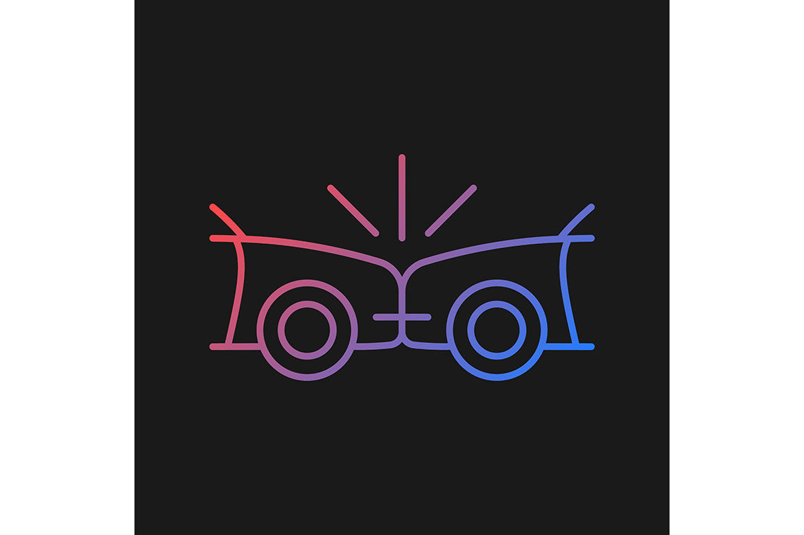 Car accident types gradient icons set for dark and light mode