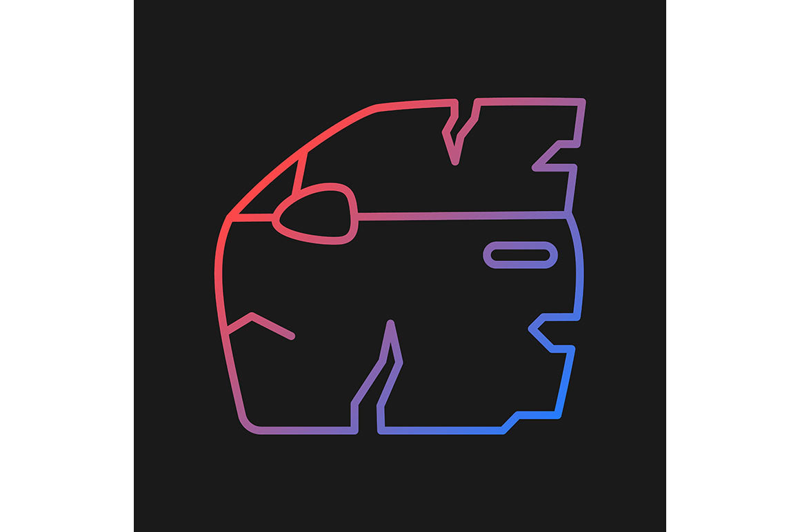 Car accident types gradient icons set for dark and light mode