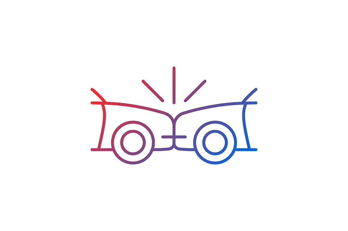 Car accident types gradient icons set for dark and light mode
