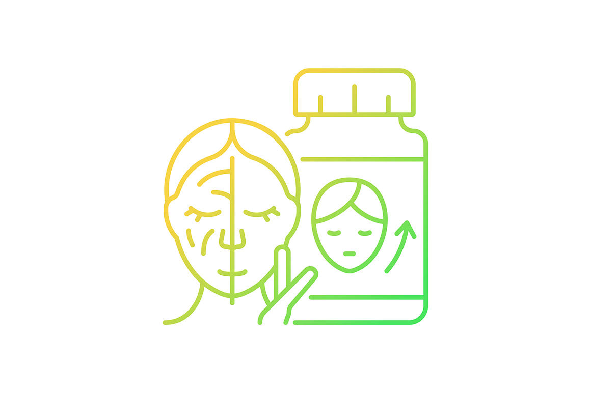 Food supplements gradient icons set