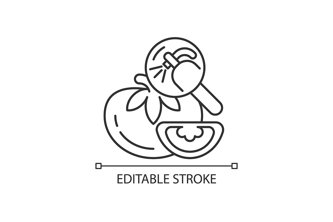 Food testing linear icons set for dark and light mode