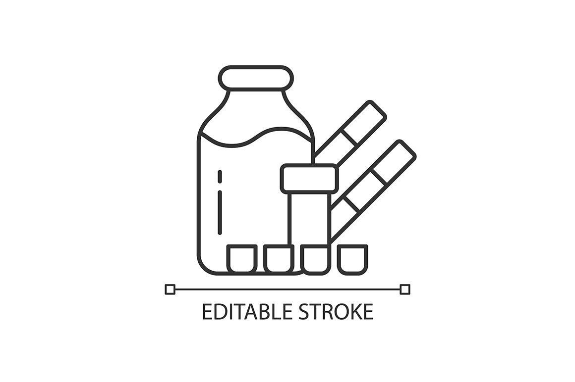 Food testing linear icons set for dark and light mode