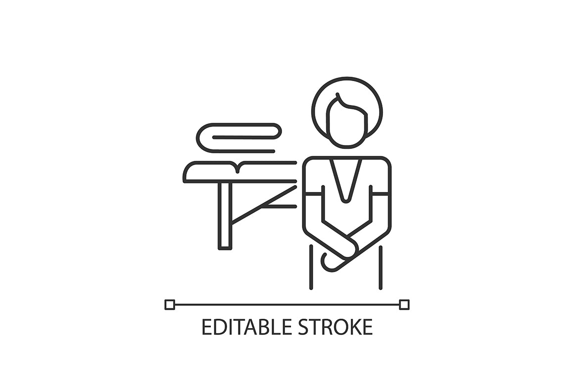 Massage types linear icons set for dark and light mode