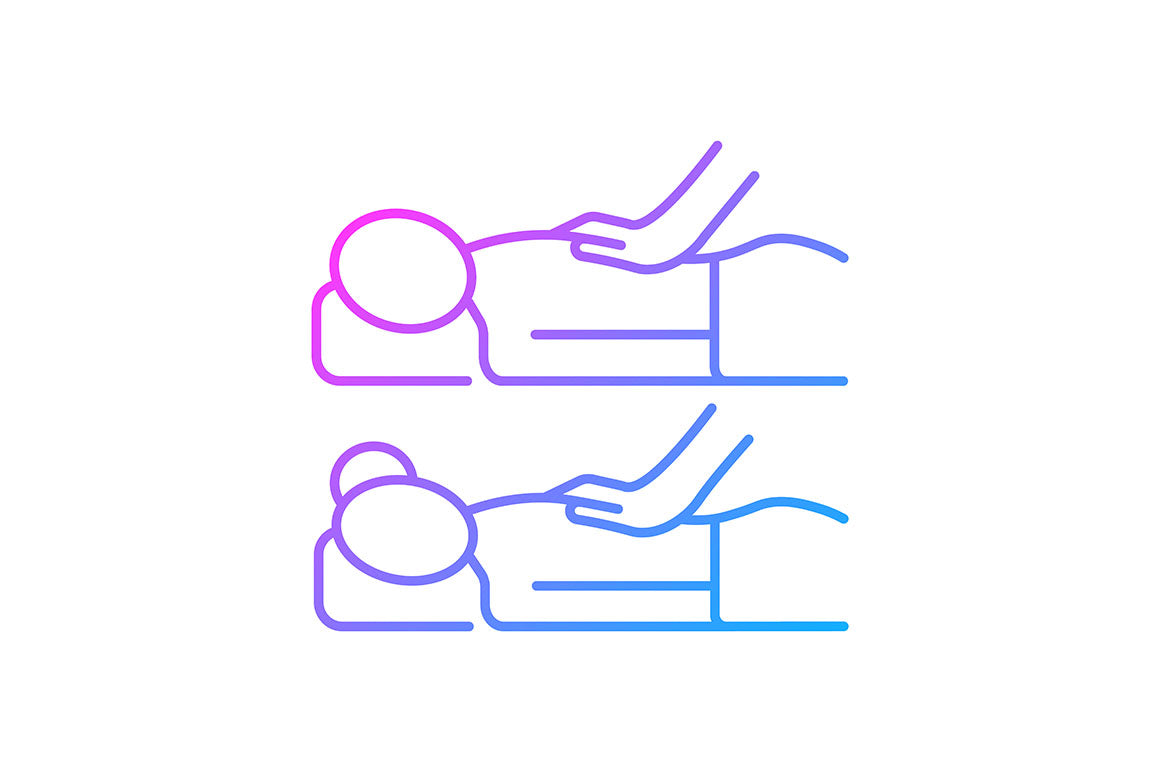 Massage types gradient icons set for dark and light mode