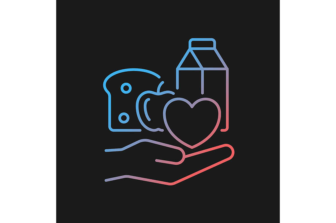 Hunger and food security gradient icons set for dark and light mode