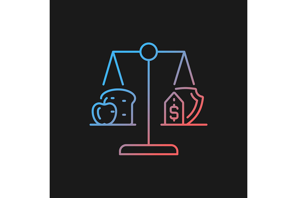 Hunger and food security gradient icons set for dark and light mode