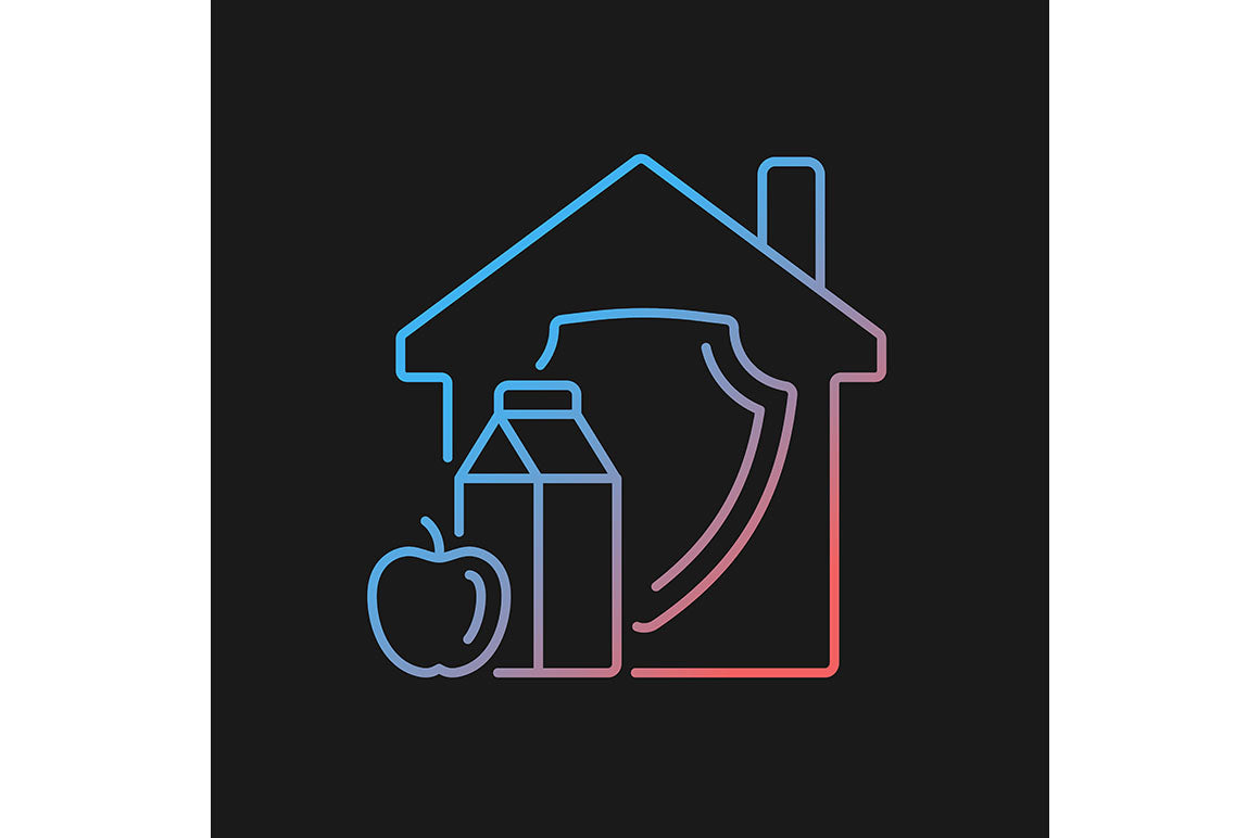 Hunger and food security gradient icons set for dark and light mode