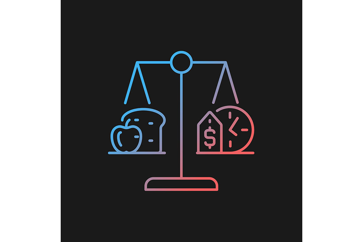 Hunger and food security gradient icons set for dark and light mode