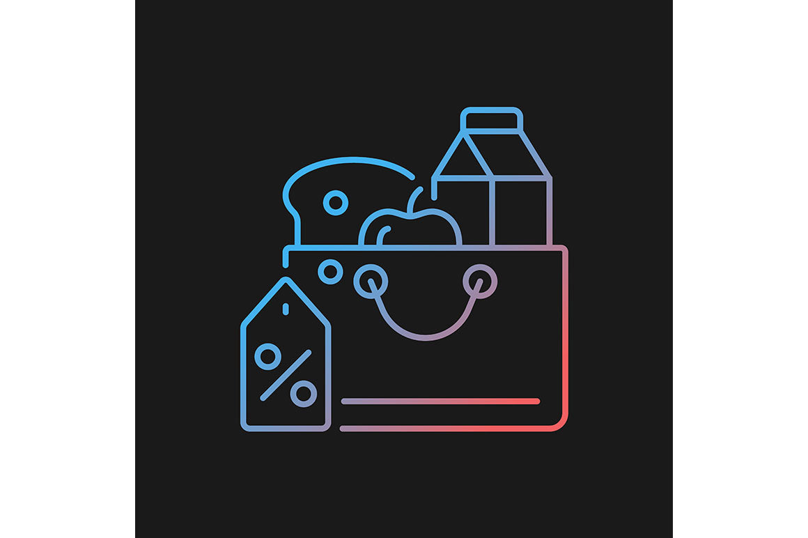 Hunger and food security gradient icons set for dark and light mode