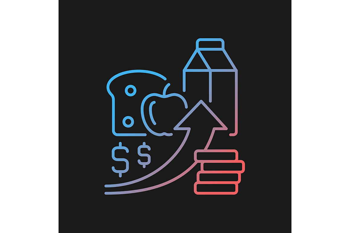 Hunger and food security gradient icons set for dark and light mode