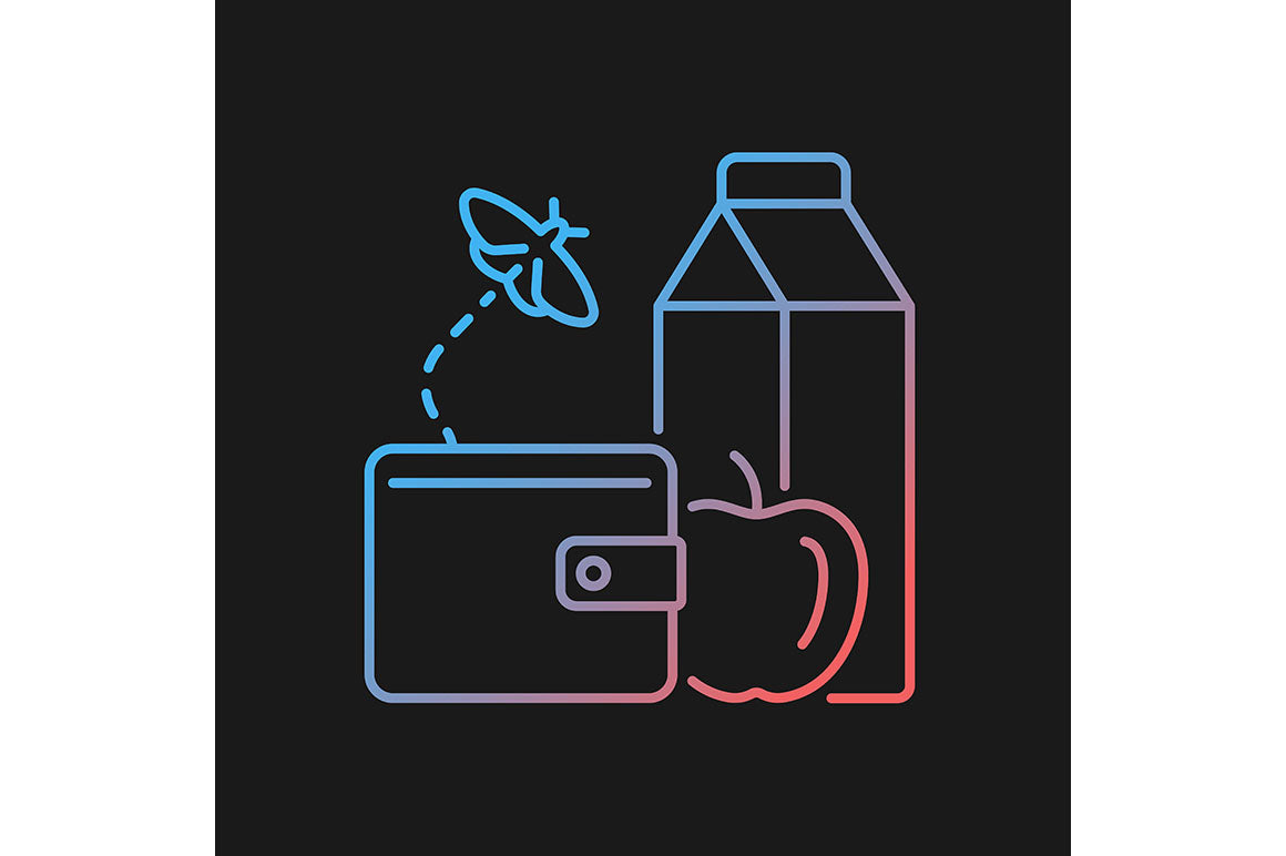 Hunger and food security gradient icons set for dark and light mode