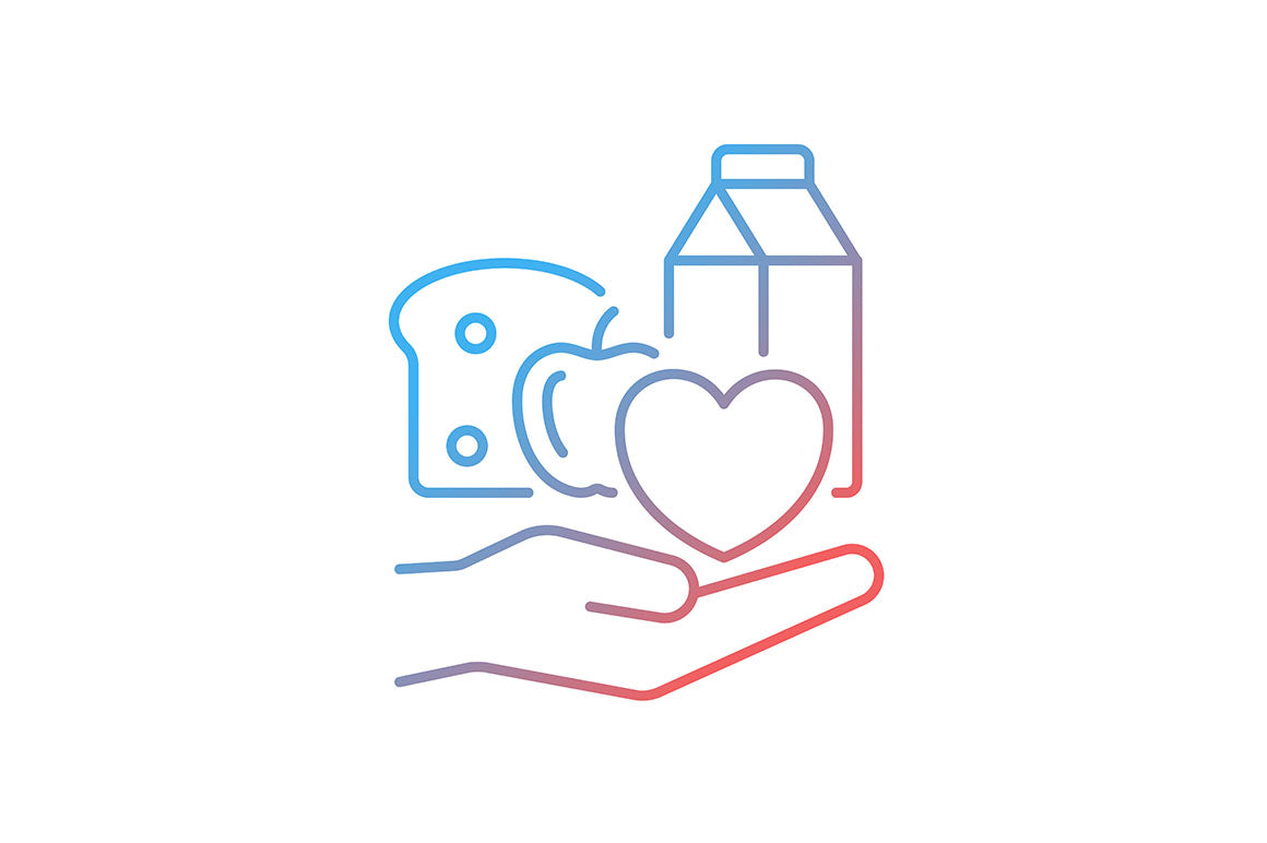 Hunger and food security gradient icons set for dark and light mode